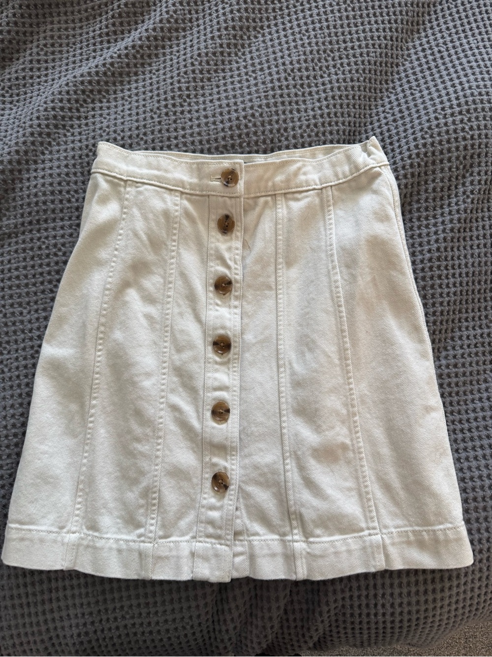 Button-Front Cream midi Skirt
